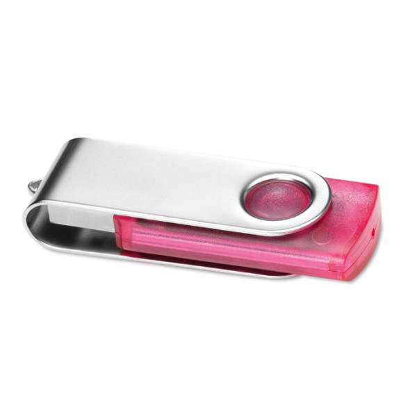 Průhledný USB flash disk s ochranným kovovým krytem, potisk v ceně