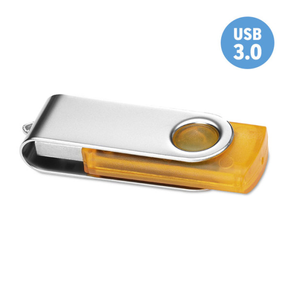 USB 3.0 flash disk s průhledným tělem a kovovým krytem, s potiskem nebo gravírováním v ceně