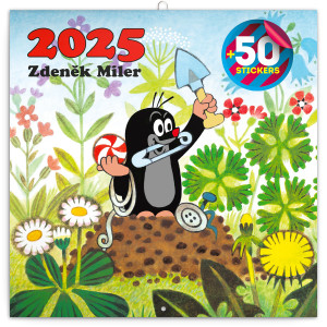 Poznámkový kalendář Krtek 2025, s 50 samolepkami, 30 × 30 cm - Reklamnepredmety