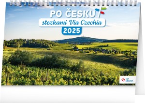 Stolní kalendář Kolem Česka stezkami Via Czechia 2025, CZ - Reklamnepredmety