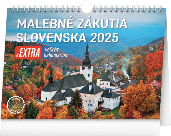 Stolní kalendář Malebná zákoutí Slovenska 2025 s extra velkým kalendářiem