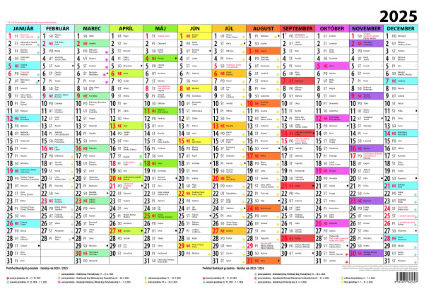 Plánovací kalendář barevný 2025