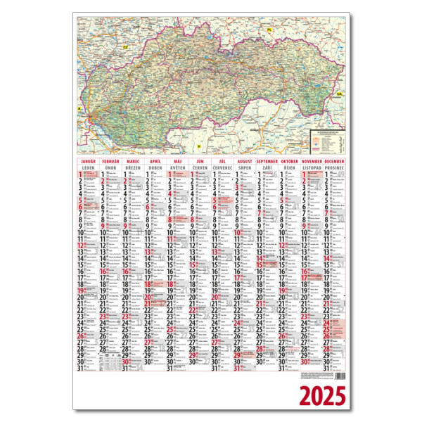 Plánovací kalendář s mapou 2025