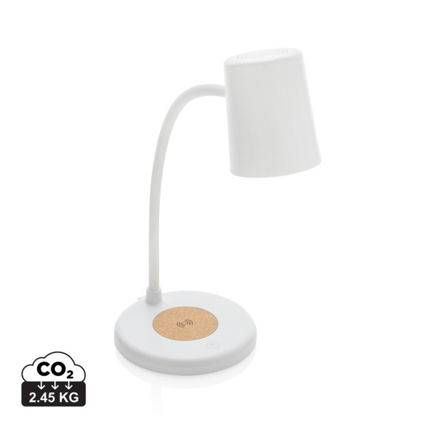 Stolní lampa Zenara s 15 W bezdr. nabíjením z RCS plastu