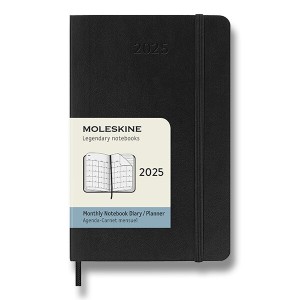 Diár Moleskine 2025 - mäkké dosky S, mesačný, čierny - Reklamnepredmety