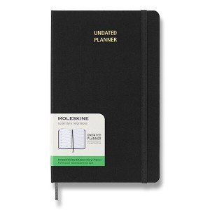 Diár Moleskine Uni, tvrdé dosky L, týždenný, nedatovaný, čierny - Reklamnepredmety