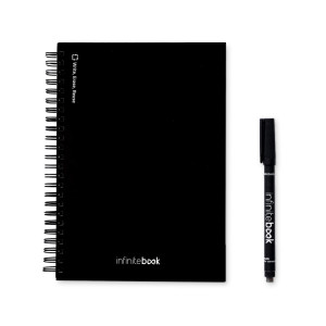 STARTER KIT INFINITEBOOK A5. Sada obsahuje A5 "Infinitebook", čistící sadu, popisovač a držák popisovačů - Reklamnepredmety