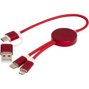 Alasia 5 v 1 datový synchronizační a rychlonabíjecí 27W kabel z recyklovaného hliníku a plastu, 30 cm - Reklamnepredmety