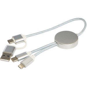 Alasia 5 v 1 datový synchronizační a rychlonabíjecí 27W kabel z recyklovaného hliníku a plastu, 30 cm - Reklamnepredmety