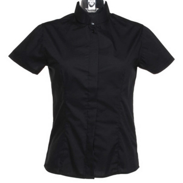 K736 Womens Bar Shirt Mandarin Collar Short Sleeve