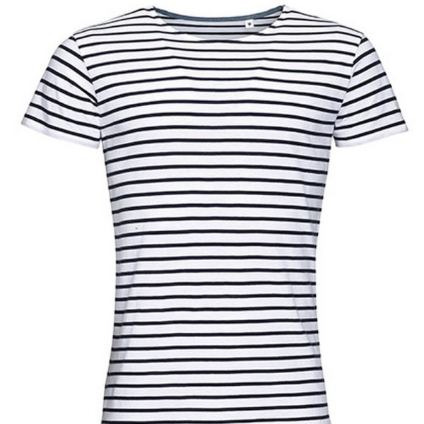 L01398 Men`s Round Neck Striped T-Shirt Miles