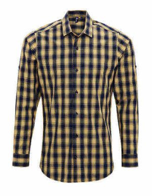 PW250 Mens Mulligan Check Cotton Long Sleeve Shirt - Reklamnepredmety