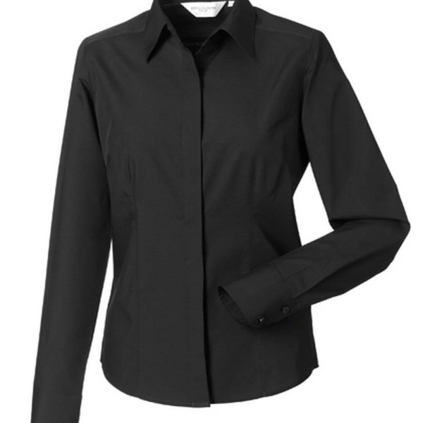 Z924F Ladies Long Sleeve Polycotton Fitted Poplin Shirt