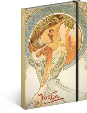 Notes Alfons Mucha, linkovaný, 13 × 21 cm - Reklamnepredmety